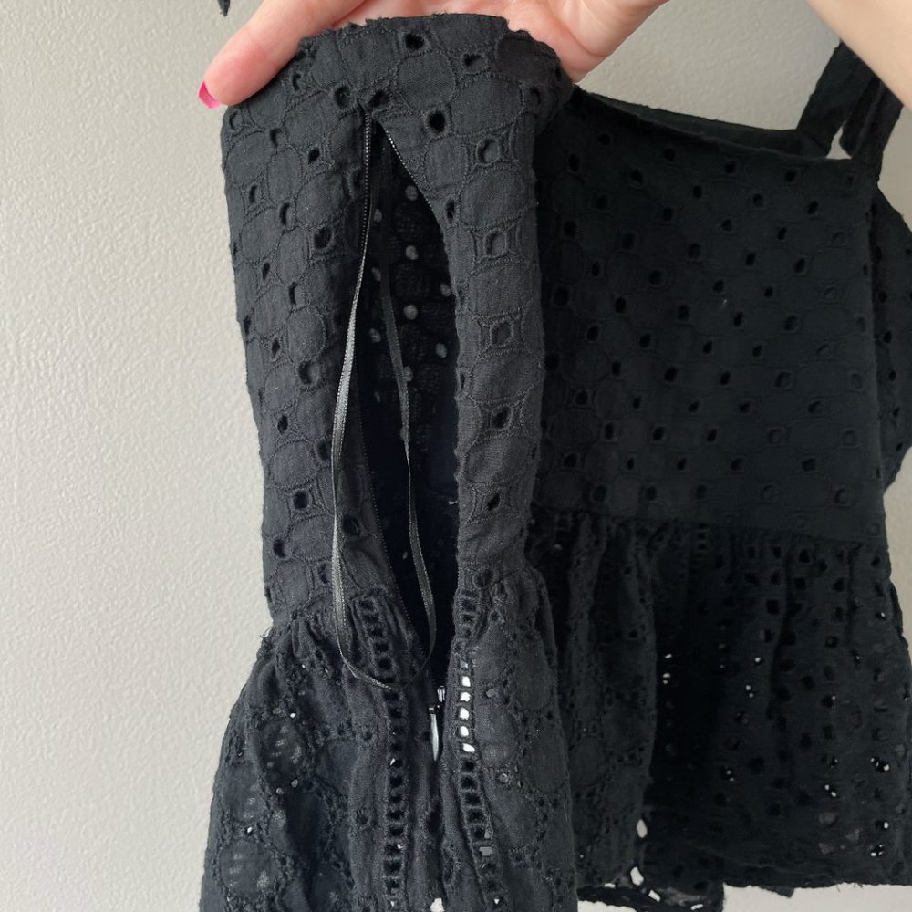 House of Harlow 1960 tank top with tie straps medium women's shirt eyelet black - Picture 11 of 13